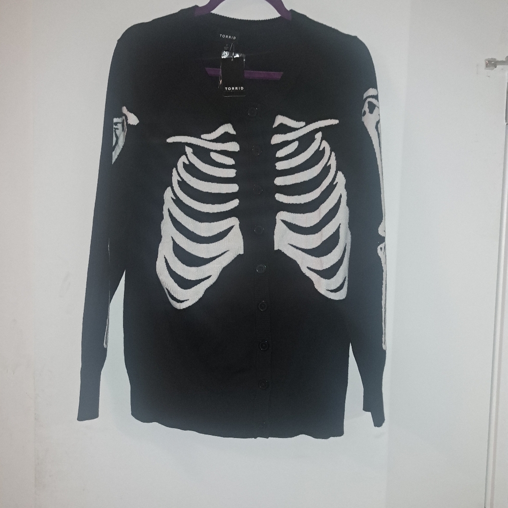Button Up Torrid Black and White Skeleton Cardigan